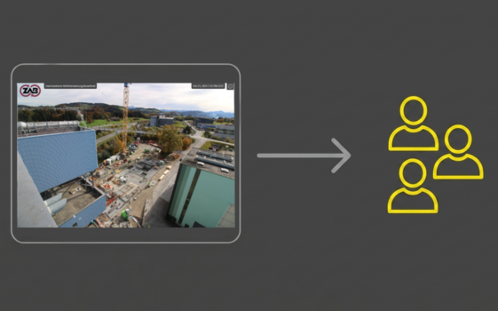avisec Cloud Cockpit: Teilen von Webcam-Streams mit Projekt-Stakeholdern – Illustration