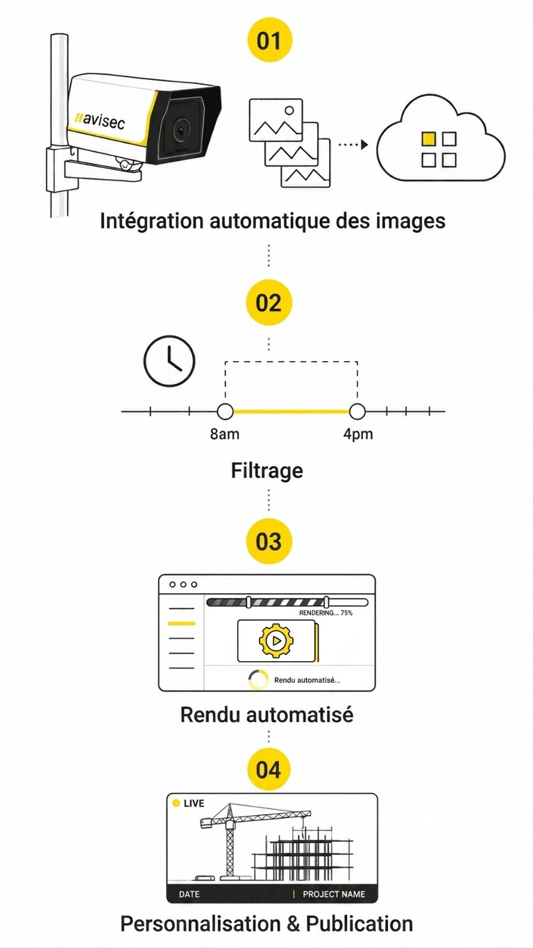 time-lapse avisec : workflow automatique, de la capture à l'export vidéo – Illustration