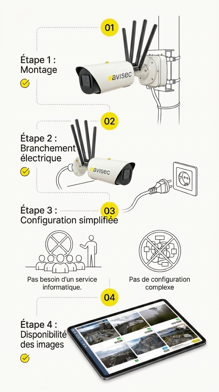 avisec Construction Camera : guide en 3 étapes, du conseil au live feed – Illustration
