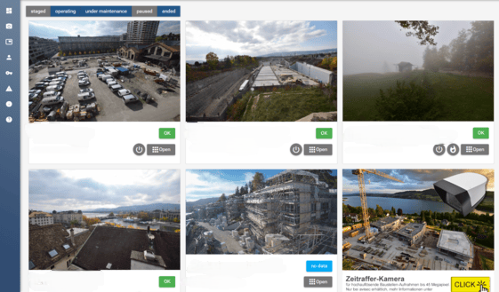 avisec Cloud Cockpit: dashboard anonimizzata con 6 fotocamere – Screenshot