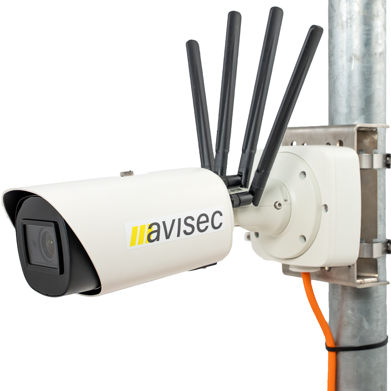 avisec Construction Camera: quattro antenne su palo, cavo arancione – Foto prodotto