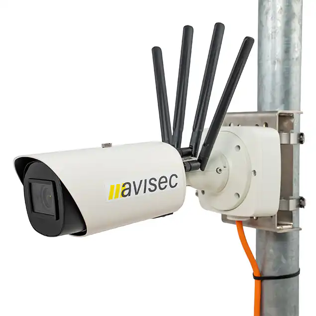 side view of avisec Construction Camera 5G with pole mount – Product Photo